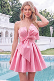 Strapless A Line Short Yellow Homecoming Dress with Lace-up Back