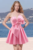 Strapless A Line Short Yellow Homecoming Dress with Lace-up Back