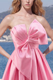 Strapless A Line Short Yellow Homecoming Dress with Lace-up Back