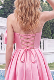 Strapless A Line Short Yellow Homecoming Dress with Lace-up Back