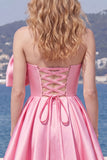 Strapless A Line Short Yellow Homecoming Dress with Lace-up Back