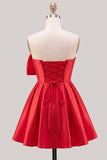 Strapless A Line Short Yellow Homecoming Dress with Lace-up Back