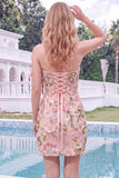 Strapless Light Blue Bodycon Sequin Corset Short Homecoming Dress