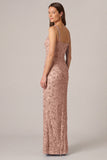 Blue Beaded Sheath Square Neck Maxi Dress