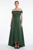 Dark Navy Off the Shoulder Sequin A Line Mother of the Bride Dress