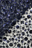 Dark Navy Off the Shoulder Sequin A Line Mother of the Bride Dress
