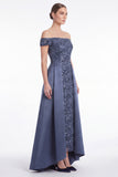 Dark Navy Off the Shoulder Sequin A Line Mother of the Bride Dress