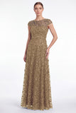 Dusty Rose A Line Sequin Mother of the Bride Dress with Cap Sleeevs