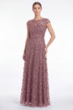 Dusty Rose A Line Sequin Mother of the Bride Dress with Cap Sleeevs