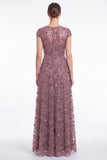 Dusty Rose A Line Sequin Mother of the Bride Dress with Cap Sleeevs
