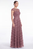 Dusty Rose A Line Sequin Mother of the Bride Dress with Cap Sleeevs