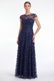Dusty Rose A Line Sequin Mother of the Bride Dress with Cap Sleeevs