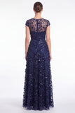 Dusty Rose A Line Sequin Mother of the Bride Dress with Cap Sleeevs