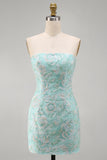 Mint Strapless Bodycon Sequin Short Homecoming Dress