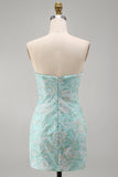 Mint Strapless Bodycon Sequin Short Homecoming Dress