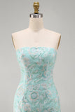 Mint Strapless Bodycon Sequin Short Homecoming Dress