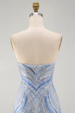 Sparkly Blue Strapless Bodycon Short Homecoming Dress