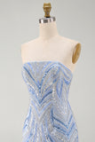 Sparkly Blue Strapless Bodycon Short Homecoming Dress
