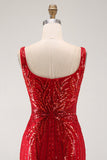 Burgundy Square Neck Bodycon Sequin Homecoming Dress