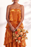 Blue Burgundy Flower A Line Tiered Burnout Velvet Bridesmaid Dress