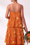 Blue Burgundy Flower A Line Tiered Burnout Velvet Bridesmaid Dress