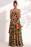 Blue Burgundy Flower A Line Tiered Burnout Velvet Bridesmaid Dress