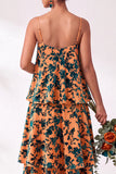Blue Burgundy Flower A Line Tiered Burnout Velvet Bridesmaid Dress