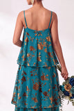 Blue Burgundy Flower A Line Tiered Burnout Velvet Bridesmaid Dress