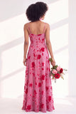 Dusty Purple Burnout Velvet Cowl Neck A Line Bridesmaid Dress with Slit