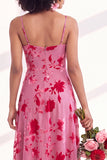Dusty Purple Burnout Velvet Cowl Neck A Line Bridesmaid Dress with Slit