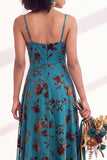 Dusty Purple Burnout Velvet Cowl Neck A Line Bridesmaid Dress with Slit