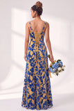 Olive Square Neck Burnout Velvet Mermaid Bridesmaid Dress with Lace-up Back
