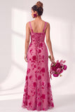 Olive Square Neck Burnout Velvet Mermaid Bridesmaid Dress with Lace-up Back