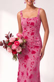 Olive Square Neck Burnout Velvet Mermaid Bridesmaid Dress with Lace-up Back
