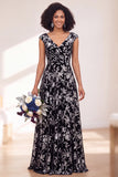 Fuchsia A Line V Neck Burnout Velvet Bridesmaid Dress
