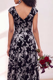Fuchsia A Line V Neck Burnout Velvet Bridesmaid Dress