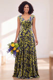 Fuchsia A Line V Neck Burnout Velvet Bridesmaid Dress
