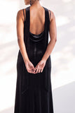 Velvet Spaghetti Straps Dusty Sage Bridesmaid Dress with Scarf