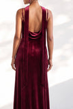 Velvet Spaghetti Straps Dusty Sage Bridesmaid Dress with Scarf