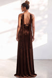 Velvet Spaghetti Straps Dusty Sage Bridesmaid Dress with Scarf
