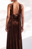 Velvet Spaghetti Straps Dusty Sage Bridesmaid Dress with Scarf