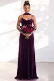 Velvet Spaghetti Straps Dusty Sage Bridesmaid Dress with Scarf