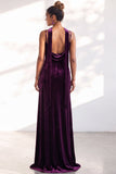 Velvet Spaghetti Straps Dusty Sage Bridesmaid Dress with Scarf