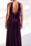 Velvet Spaghetti Straps Dusty Sage Bridesmaid Dress with Scarf