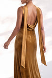 Velvet Spaghetti Straps Dusty Sage Bridesmaid Dress with Scarf