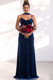 Velvet Spaghetti Straps Dusty Sage Bridesmaid Dress with Scarf