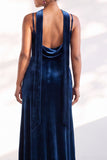 Velvet Spaghetti Straps Dusty Sage Bridesmaid Dress with Scarf