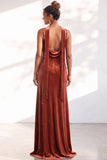 Velvet Spaghetti Straps Dusty Sage Bridesmaid Dress with Scarf