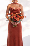 Velvet Spaghetti Straps Dusty Sage Bridesmaid Dress with Scarf