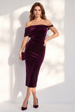 Dark Green Off the Shoulder Bodycon Velvet Dress